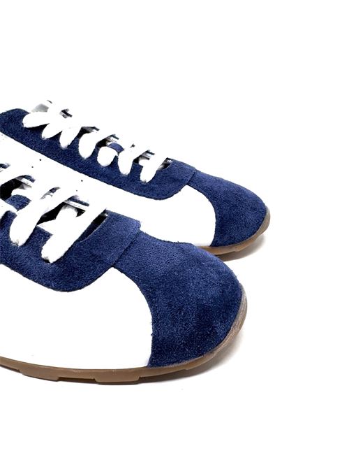 Sneaker donna in pelle bianca e camoscio blu IL LACCIO | MUSLYVITELLO+CAMOSCIOBIANCO/BLU